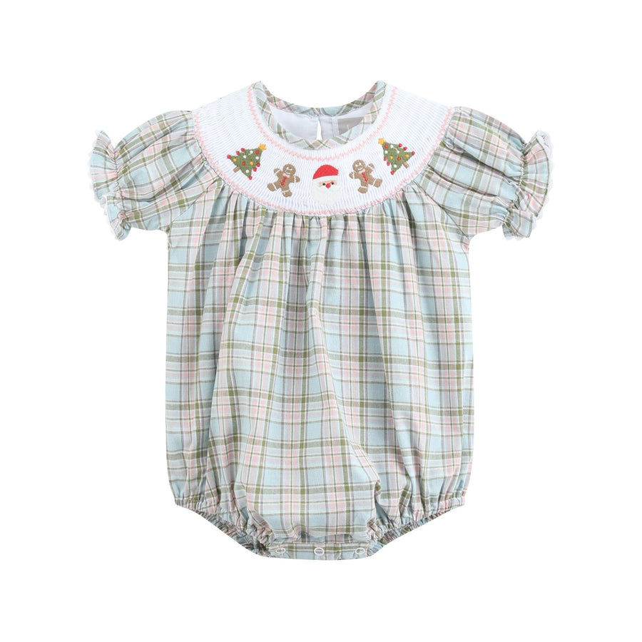 Pinkmas Plaid Christmas Smocked Romper - Lil Cactus
