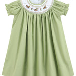 Pistachio Green Mallard Duck Smocked Bishop Dress - Lil Cactus