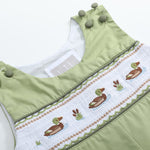Pistachio Green Mallard Duck Smocked Longalls - Lil Cactus
