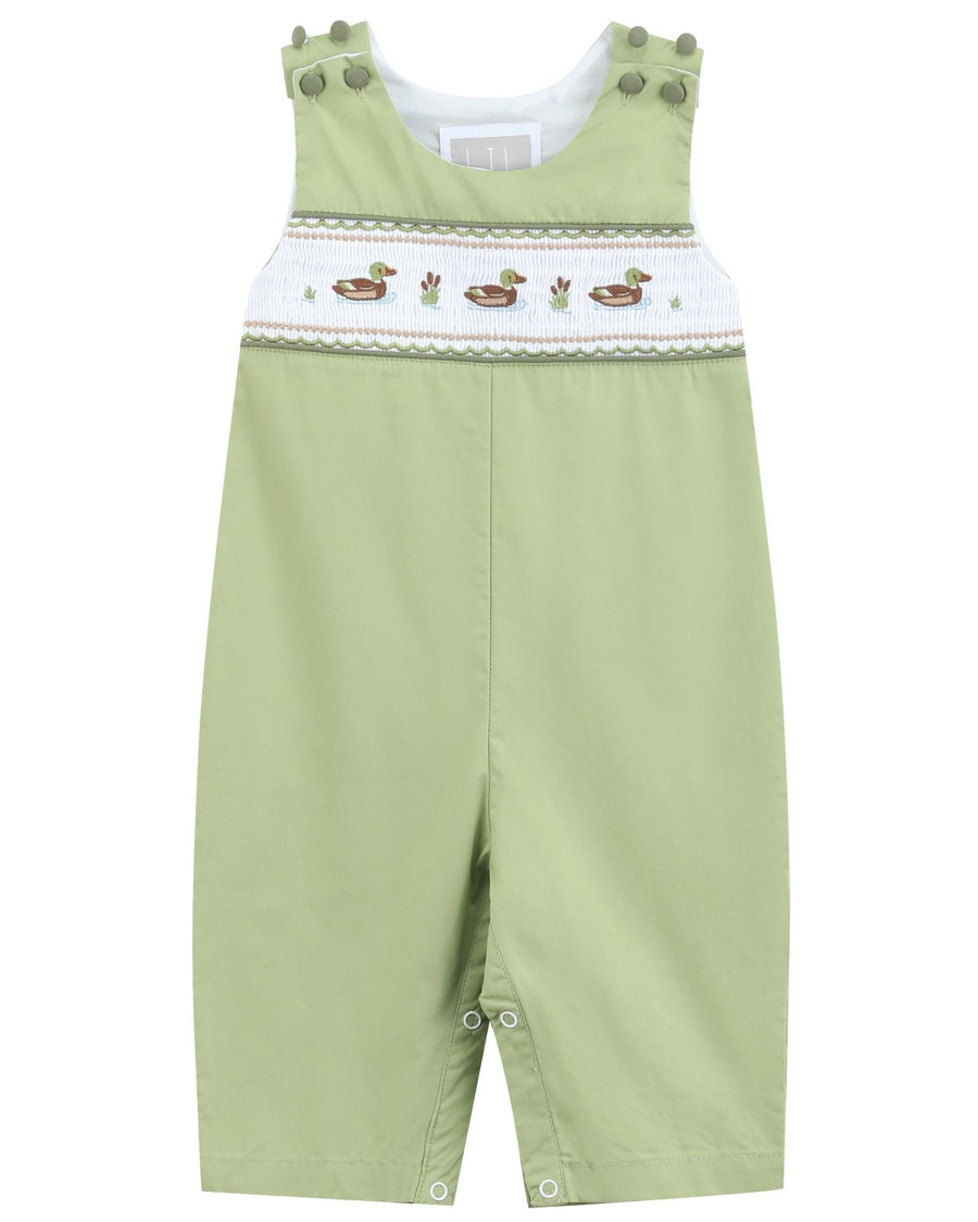 Pistachio Green Mallard Duck Smocked Longalls - Lil Cactus