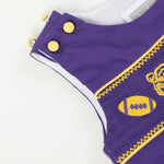 Purple and Gold Football and Tiger Smocked Overalls - Lil Cactus