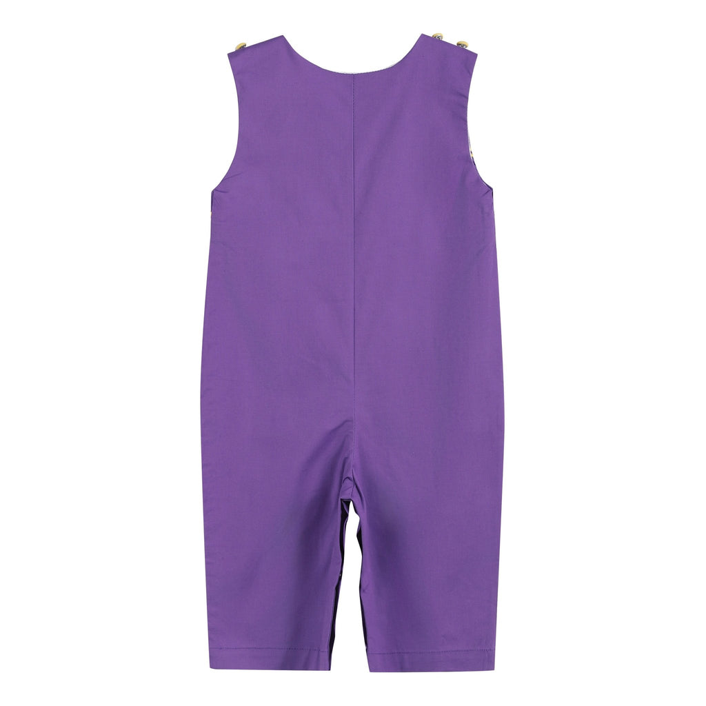Purple and Gold Football Smocked Overalls - Lil Cactus