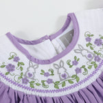 Purple Easter Bunny Smocked Bishop Dress - Lil Cactus