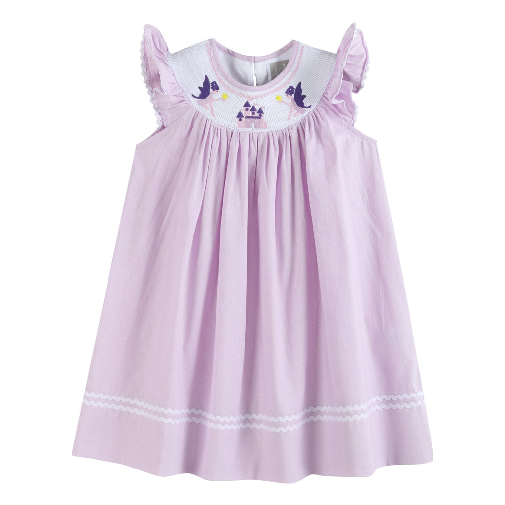 Purple Fairy Castle Smocked Bishop Dress - Lil Cactus