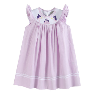 Purple Fairy Castle Smocked Bishop Dress - Lil Cactus