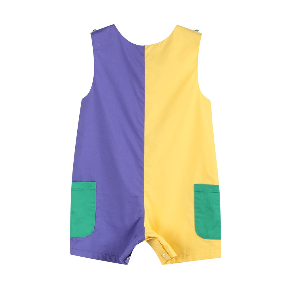 Purple, Green and Gold Mardi Gras Shortalls - Lil Cactus