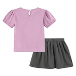 Purple Halloween Ruffle Top and Gray Skort Set - Lil Cactus