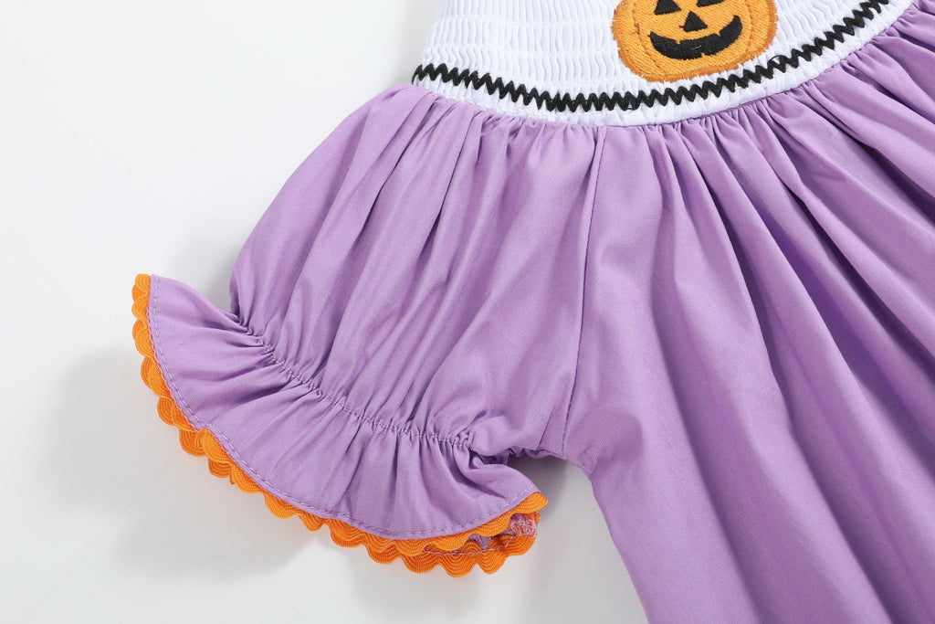 Purple Halloween Smocked Bishop Dress - Lil Cactus