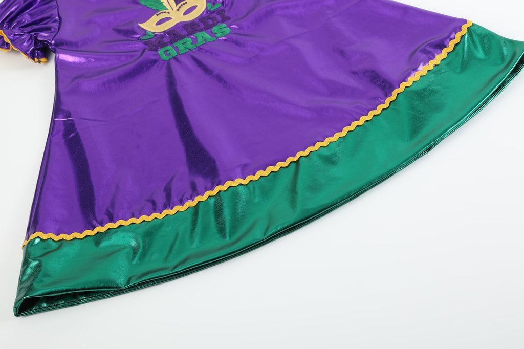 Purple Mardi Gras Applique Bishop Dress - Lil Cactus