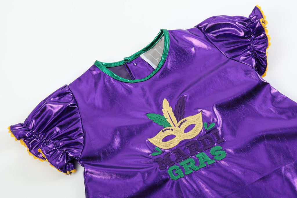 Purple Mardi Gras Applique Bishop Dress - Lil Cactus