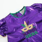 Purple Mardi Gras Applique Bishop Dress - Lil Cactus