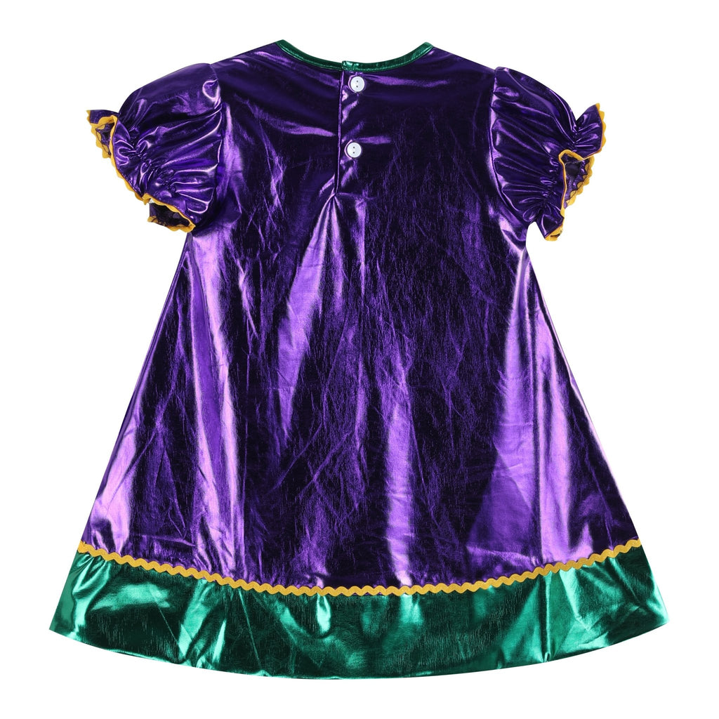 Purple Mardi Gras Applique Bishop Dress - Lil Cactus