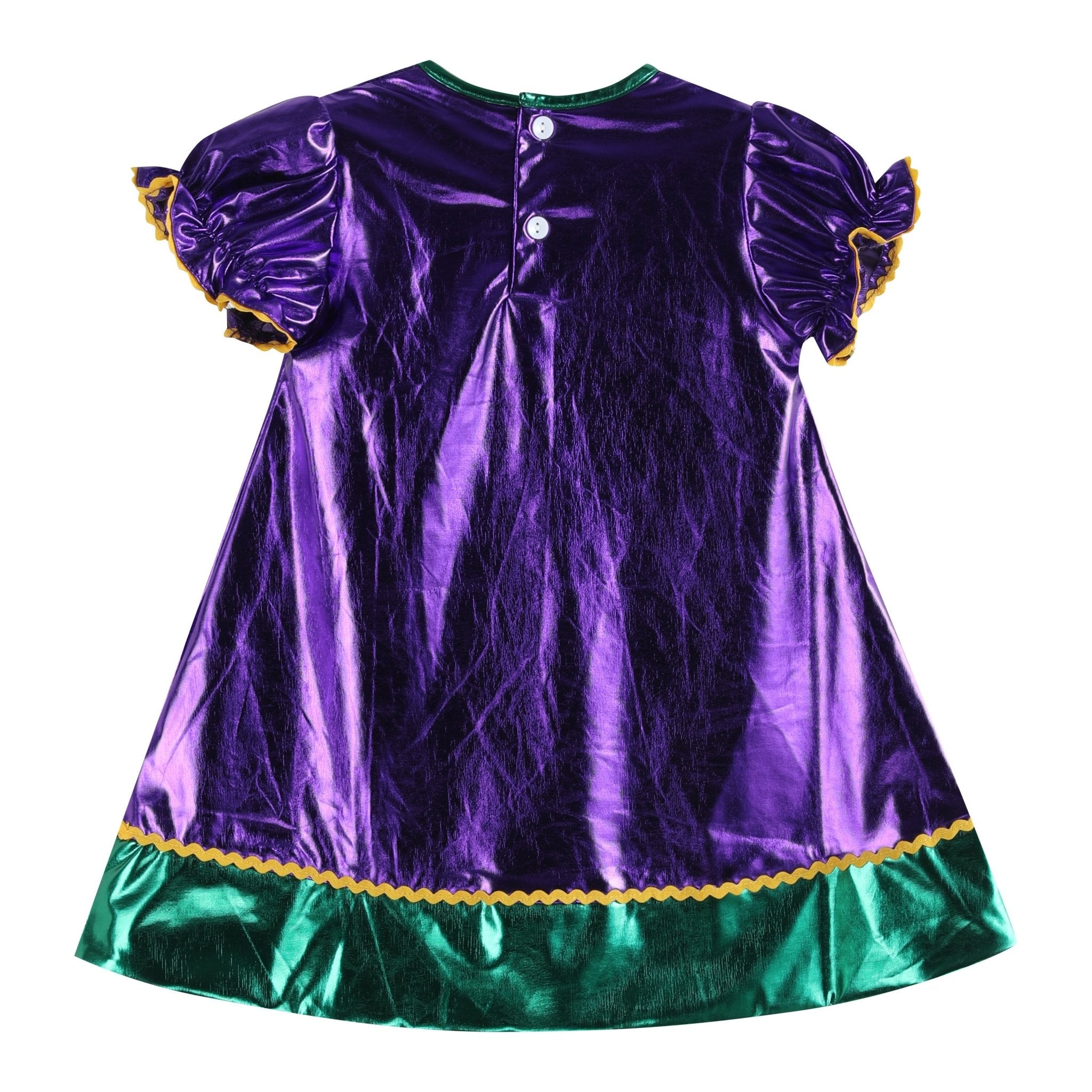 Purple Mardi Gras Applique Bishop Dress, 12-18M Purple Mardi Gras Applique Bishop Dress, 12-18M
