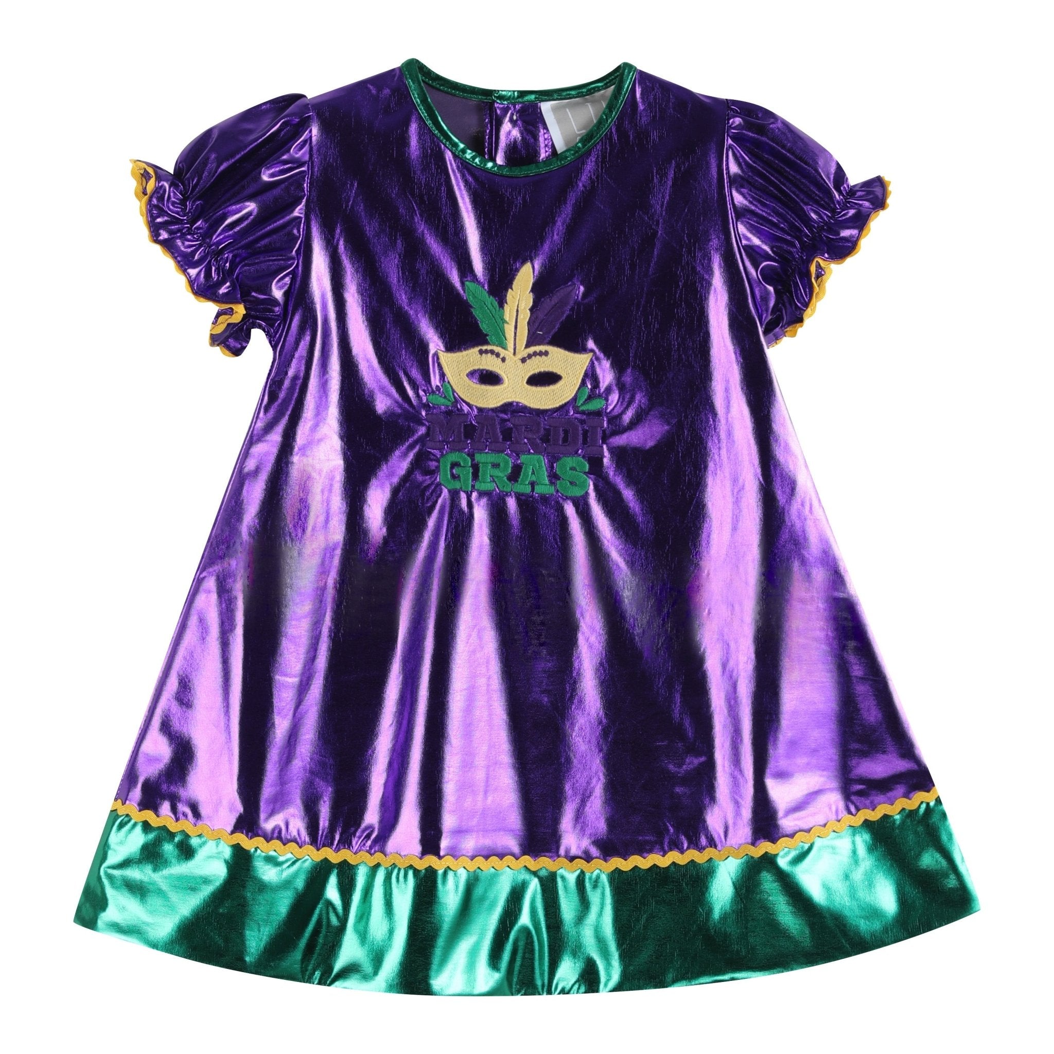 Purple Mardi Gras Applique Bishop Dress, 12-18M Purple Mardi Gras Applique Bishop Dress, 12-18M