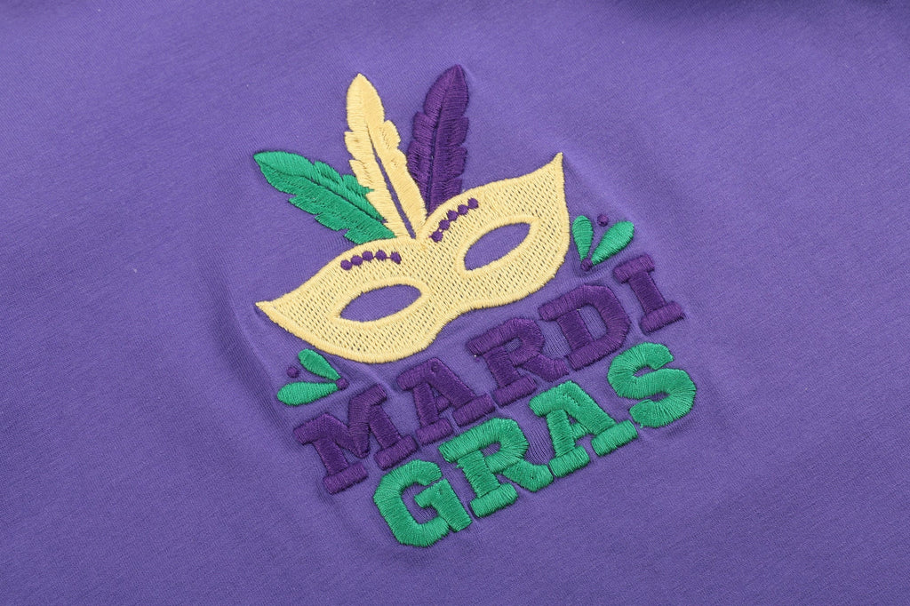 Purple Mardi Gras Applique Ruffle Shirt - Lil Cactus
