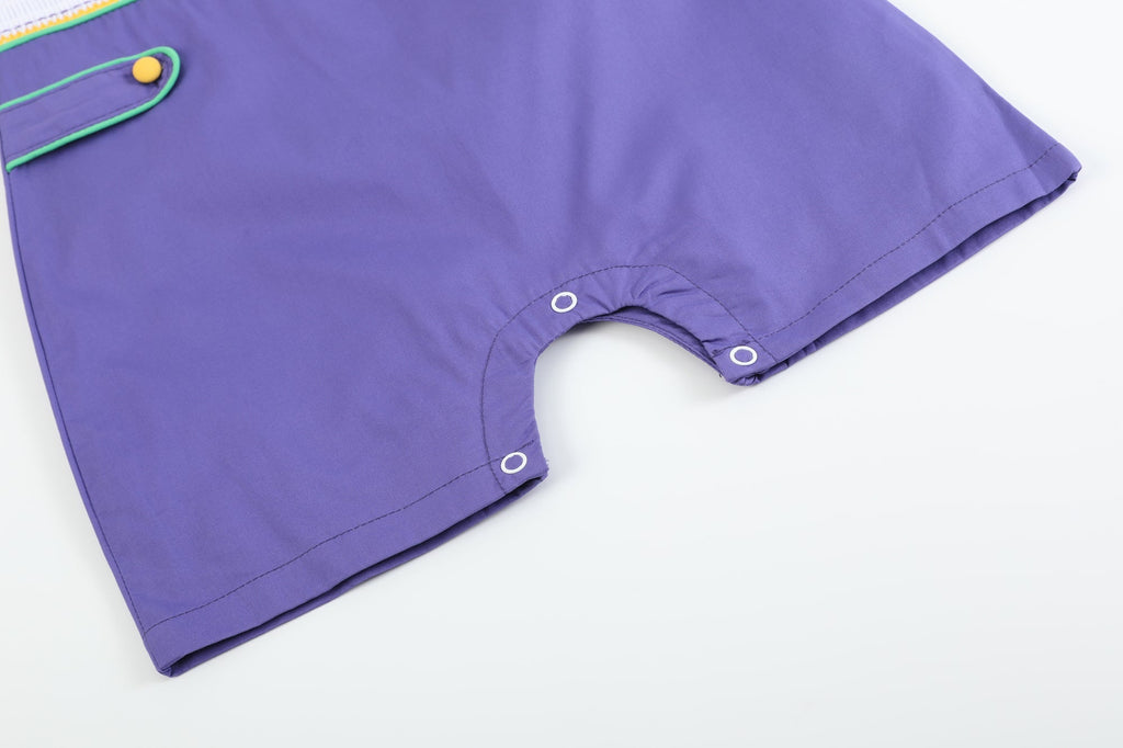 Purple Mardi Gras Smocked JonJons - Lil Cactus