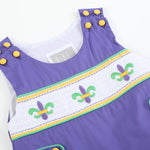 Purple Mardi Gras Smocked JonJons - Lil Cactus