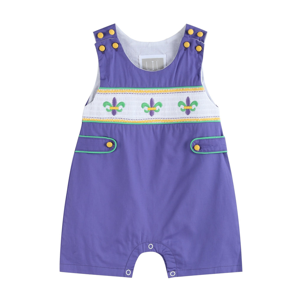 Purple Mardi Gras Smocked JonJons - Lil Cactus