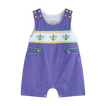 Purple Mardi Gras Smocked JonJons - Lil Cactus