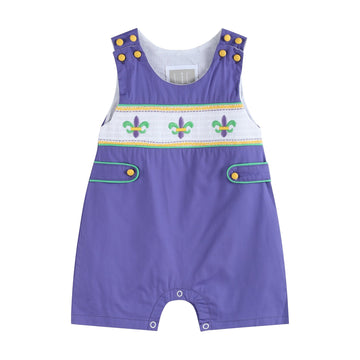 Purple Mardi Gras Smocked JonJons - Lil Cactus