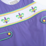 Purple Mardi Gras Smocked JonJons - Lil Cactus
