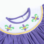 Purple Mardi Gras Smocked Romper - Lil Cactus