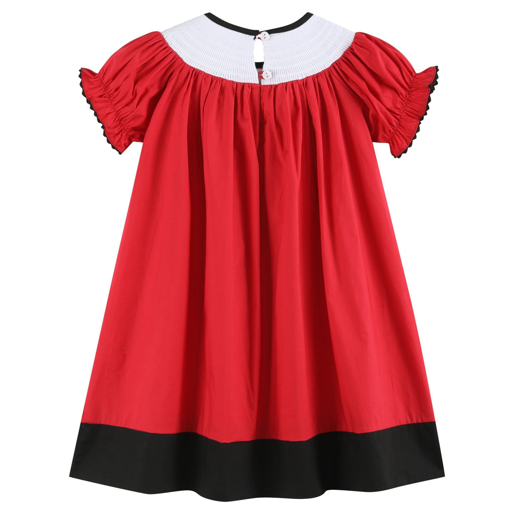 Red and Black Football Smocked Bishop Dress - Lil Cactus