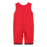 Red and Black Football Smocked Overalls - Lil Cactus