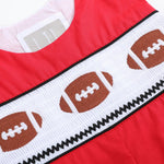 Red and Black Football Smocked Overalls - Lil Cactus