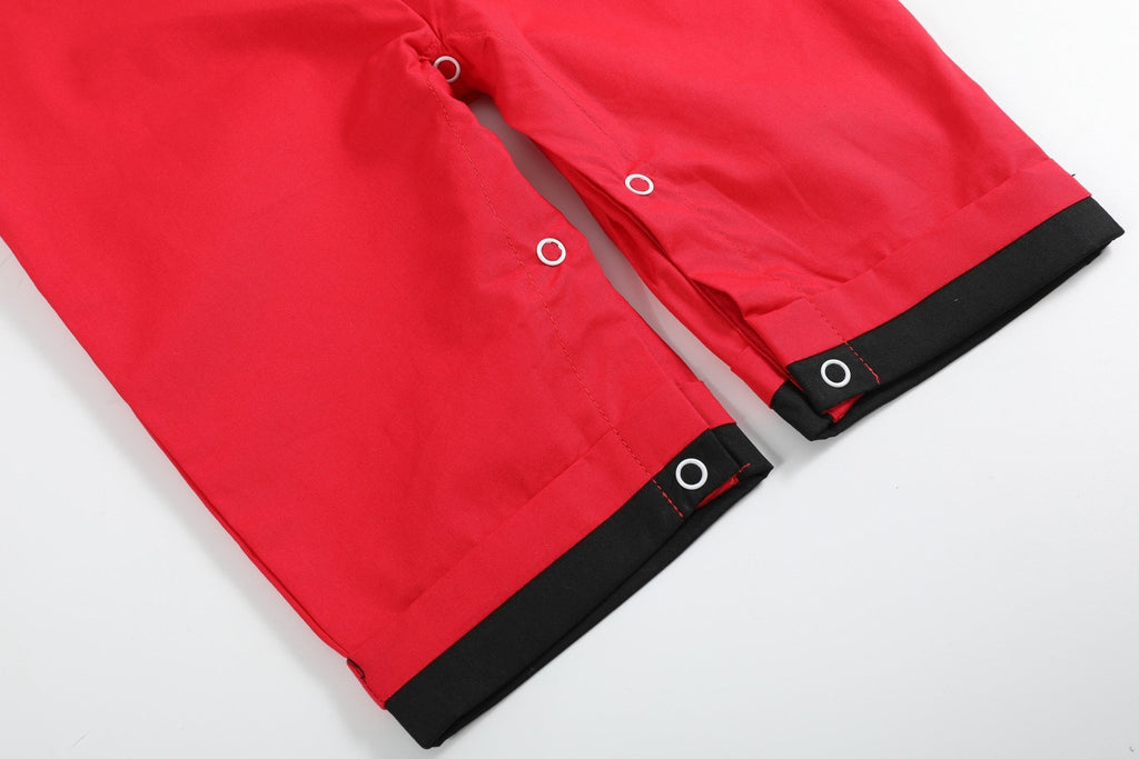 Red and Black Football Smocked Overalls - Lil Cactus