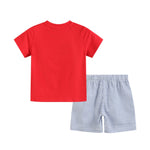 Red and Blue Baseball Smocked Shirt and Shorts Set - Lil Cactus