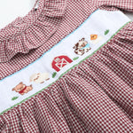 Red and Cream Gingham Farm Smocked Dress - Lil Cactus