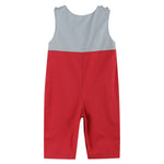 Red and Gray Football Smocked Overalls - Lil Cactus