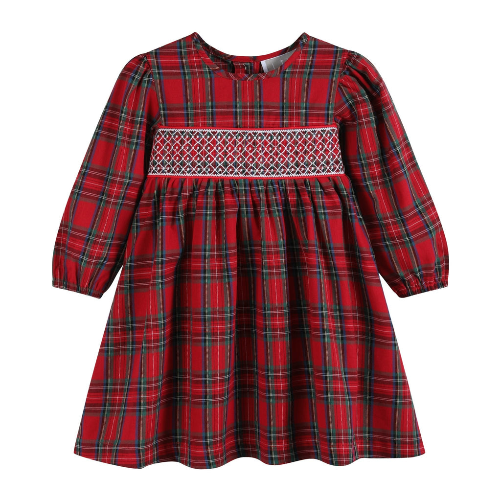Red and Green Christmas Plaid Smocked Dress - Lil Cactus
