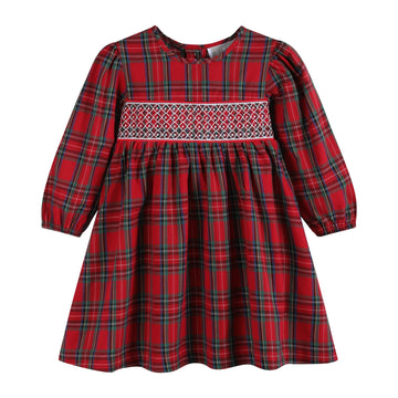 Red and Green Christmas Plaid Smocked Dress - Lil Cactus