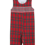 Red and Green Christmas Plaid Smocked Longalls - Lil Cactus