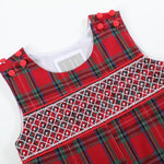 Red and Green Christmas Plaid Smocked Longalls - Lil Cactus