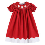Red and White Santa Smocked Bishop Dress - Lil Cactus