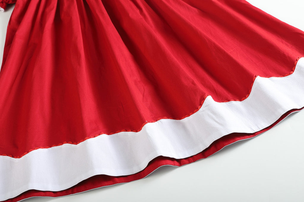 Red and White Santa Smocked Bishop Dress - Lil Cactus