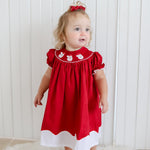 Red and White Santa Smocked Bishop Dress - Lil Cactus