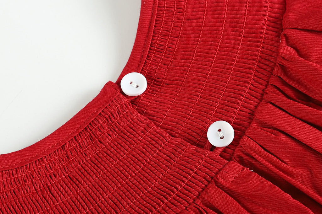 Red and White Santa Smocked Bishop Dress - Lil Cactus