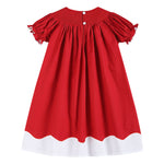Red and White Santa Smocked Bishop Dress - Lil Cactus