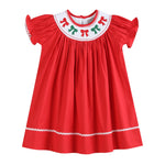 Red Christmas Bows Smocked Bishop Dress - Lil Cactus