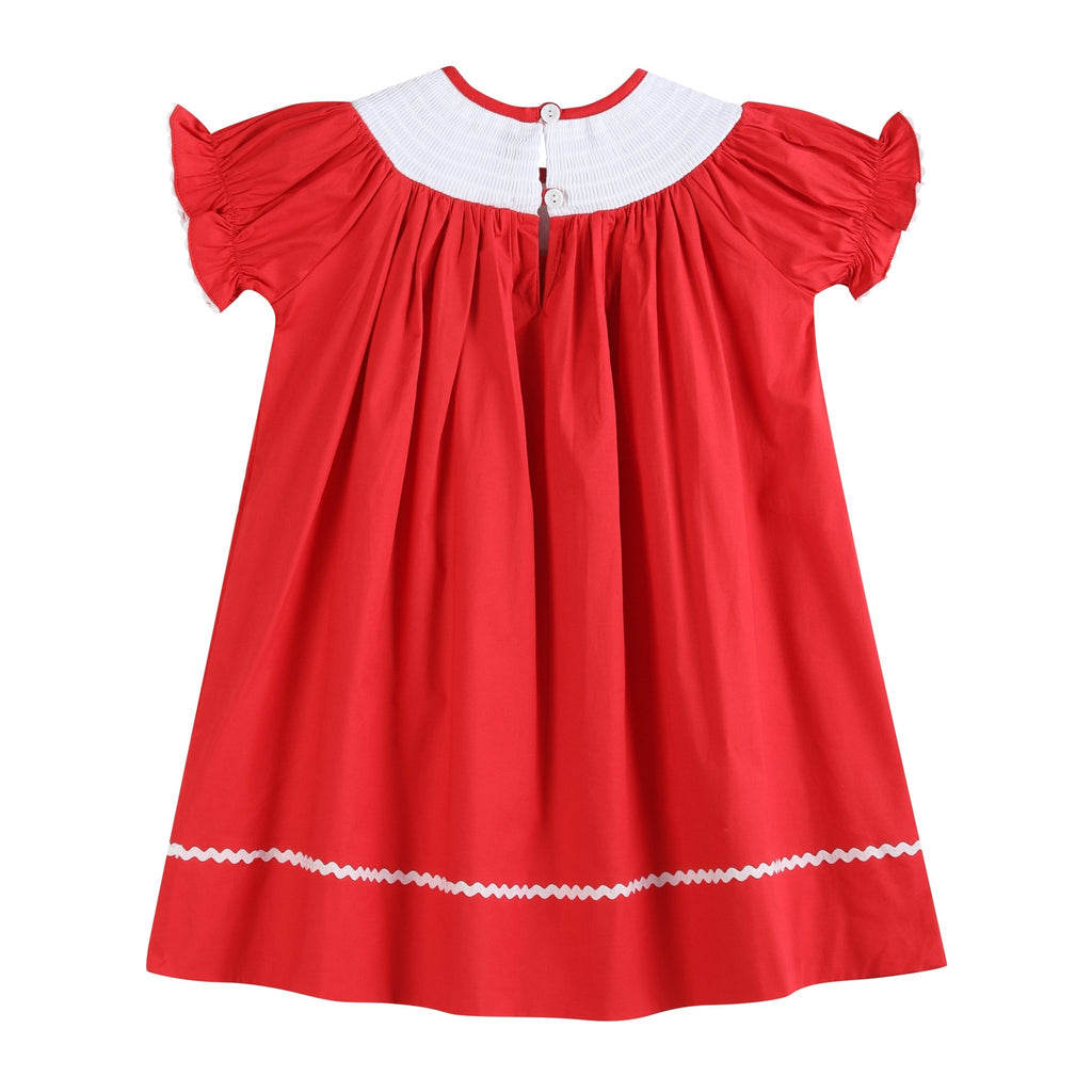 Red Christmas Bows Smocked Bishop Dress - Lil Cactus