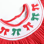 Red Christmas Bows Smocked Bishop Dress - Lil Cactus