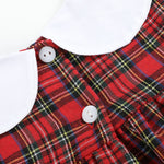 Red Christmas Plaid Colllared Ruffle Dress - Lil Cactus