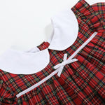 Red Christmas Plaid Colllared Ruffle Dress - Lil Cactus