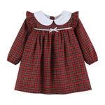 Red Christmas Plaid Colllared Ruffle Dress - Lil Cactus