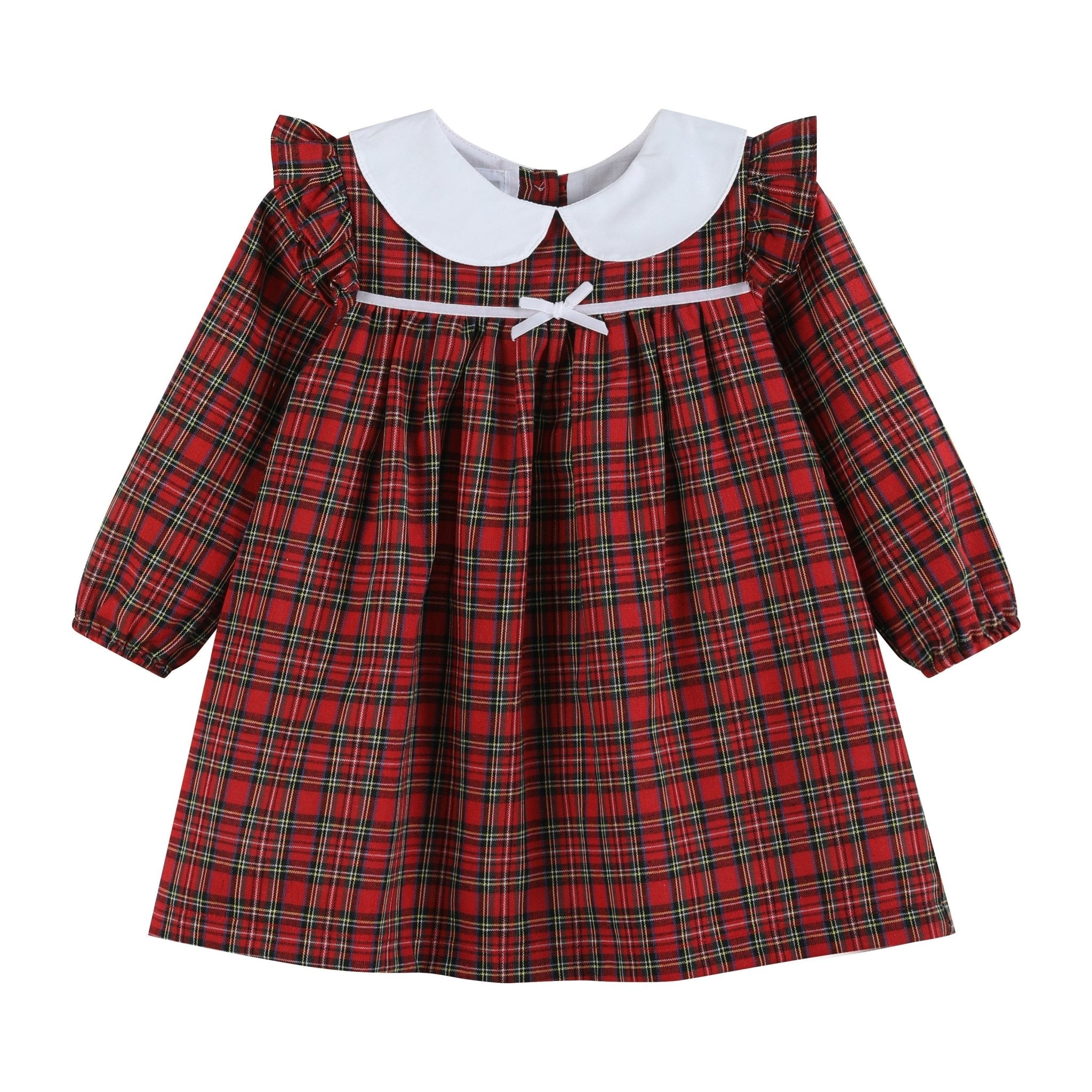 white christmas dresses Red Christmas Plaid Colllared Ruffle Dress – Lil Cactus