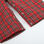 Red Christmas Plaid Santa Sleigh Smocked Overalls - Lil Cactus